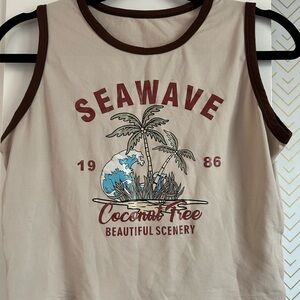 SHEIN Beige and Brown Graphic Tank Top